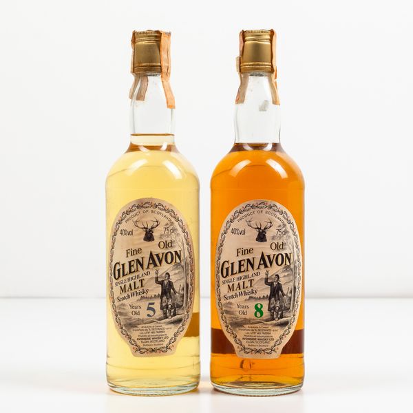 Glen Avon, Single Highland Scotch Whisky 5 years old<BR>Glen Avon, Single Highland Scotch Whisky 8 years old  - Asta Spirito del tempo  - Associazione Nazionale - Case d'Asta italiane