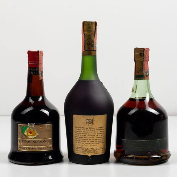 Normandin, Cognac Tre Stelle<BR>Chateau D'Uffaut, Grande Champagne Cognac<BR>Larsen, Cognac Napoleon  - Asta Spirito del tempo  - Associazione Nazionale - Case d'Asta italiane