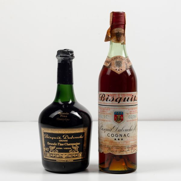 Bisquit Dubouch�, Grande Fine Champagne Cognac Extra Vieille<BR>Bisquit Dubouch�, Cognac Tre Stelle  - Asta Spirito del tempo  - Associazione Nazionale - Case d'Asta italiane