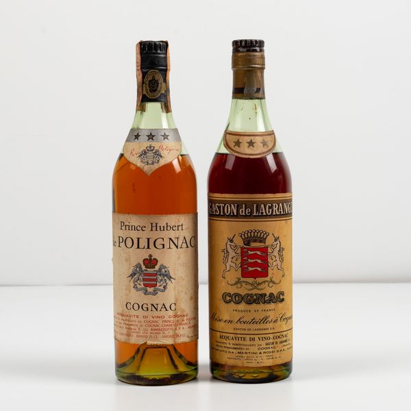 Gaston de Lagrange, Cognac Tre Stelle<BR>Prince Hubert de Polignac, Cognac Tre Stelle  - Asta Spirito del tempo  - Associazione Nazionale - Case d'Asta italiane