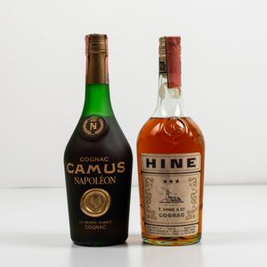 T. Hine, Cognac Tre Stelle<BR>Camus, Cognac Napoleon La Grande Marque  - Asta Spirito del tempo  - Associazione Nazionale - Case d'Asta italiane