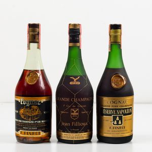 F. Peyrot, Grande Fine Champagne Premier Cru Cognac V.S.O.P.<BR>Jean Fillioux, Grande Champagne Premier Cru Cognac Cep D'Or<BR>F. Payrot, Grande Fine Champagne Reserve Napoleon Premier Cru Cognac Les Bergonnettes  - Asta Spirito del tempo  - Associazione Nazionale - Case d'Asta italiane