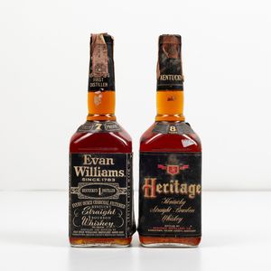 Evan Williams, Straight Bourbon Whiskey 7 years old<BR>Heritage, Kentucky Straight Bourbon Whisky 8 years old  - Asta Spirito del tempo  - Associazione Nazionale - Case d'Asta italiane