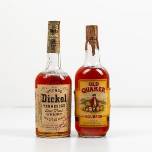George Dickel, Tennessee Sour Mash Whisky<BR>Old Quaker, Bourbon 4 years old  - Asta Spirito del tempo  - Associazione Nazionale - Case d'Asta italiane