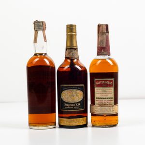 Rittenhouse, Straight Rye Whisky<BR>Seagram's, Canadian Whisky V.O. 100 years 1857-1957 <BR>Greenfield, Pure Malt Scotch Whisky 5 years old  - Asta Spirito del tempo  - Associazione Nazionale - Case d'Asta italiane