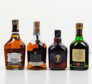 William Grant, Grants Royal Finest Scotch Whisky 12 years old<BR>William Teacher, Teachers Royal Highland De Luxe Blended Scotch Whisky 12 years old<BR>Thomas Parr, Grand Old Parr De Luxe Scotch Whisky 12 years old<BR>Forrester Milne, Francis Gold Supreme Scotch Whisky 12 years old  - Asta Spirito del tempo  - Associazione Nazionale - Case d'Asta italiane