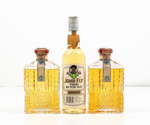 John Fly, Whisky 100% Pure Malt 5 years old<BR>Red Hills, Whisky decanter  - Asta Spirito del tempo  - Associazione Nazionale - Case d'Asta italiane
