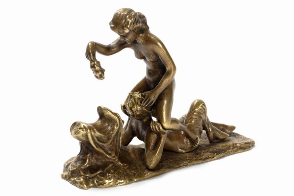 Scultura in bronzo raffigurante scena erotica, probabilmente Francia, fine secolo XIX - inizi secolo XX  - Asta Incanti d'Arte - Associazione Nazionale - Case d'Asta italiane