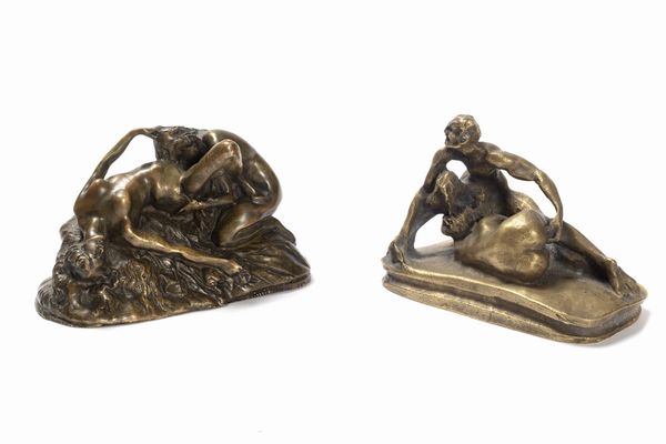 Due sculture in bronzo raffiguranti scene erotiche  - Asta Incanti d'Arte - Associazione Nazionale - Case d'Asta italiane