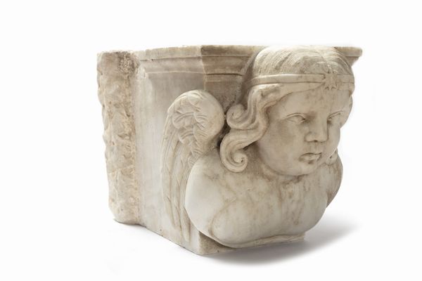 Capitello in marmo con testa di cherubino, fine secolo XIX  - Asta Incanti d'Arte - Associazione Nazionale - Case d'Asta italiane