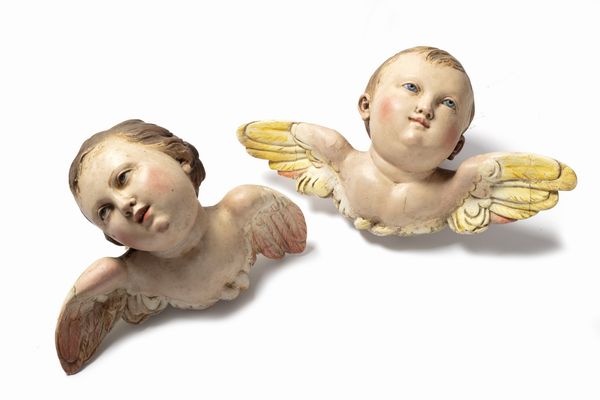 Due cherubini in legno laccato policromo  - Asta Incanti d'Arte - Associazione Nazionale - Case d'Asta italiane