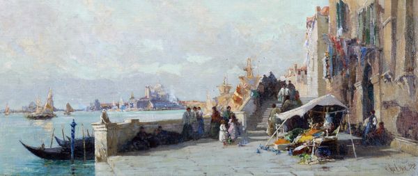 Scuola inglese, inizi secolo XX : Veduta di Venezia con la Punta della Dogana in lontananza  - Asta Incanti d'Arte - Associazione Nazionale - Case d'Asta italiane