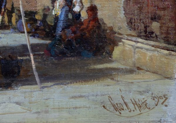 Scuola inglese, inizi secolo XX : Veduta di Venezia con la Punta della Dogana in lontananza  - Asta Incanti d'Arte - Associazione Nazionale - Case d'Asta italiane