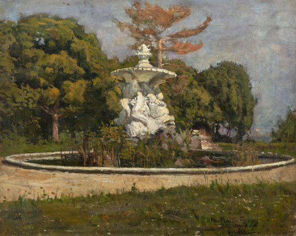 Scuola italiana, secolo XIX : Giardino di una villa con fontana  - Asta Incanti d'Arte - Associazione Nazionale - Case d'Asta italiane