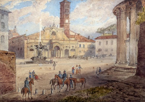 Scuola italiana del XIX secolo : Basilica di Santa Maria in Cosmedin a Roma  - Asta Incanti d'Arte - Associazione Nazionale - Case d'Asta italiane