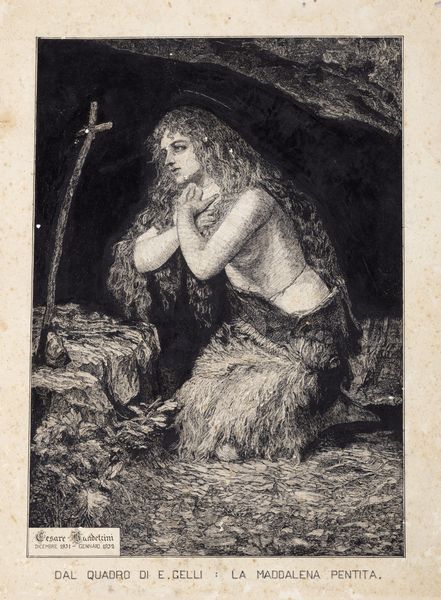 Scuola italiana, secolo XX : Studio accademico di una Maddalena  - Asta Incanti d'Arte - Associazione Nazionale - Case d'Asta italiane