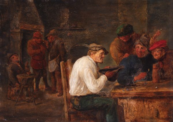 Scuola olandese, secolo XIX : Scena di taverna con giocatori  - Asta Incanti d'Arte - Associazione Nazionale - Case d'Asta italiane