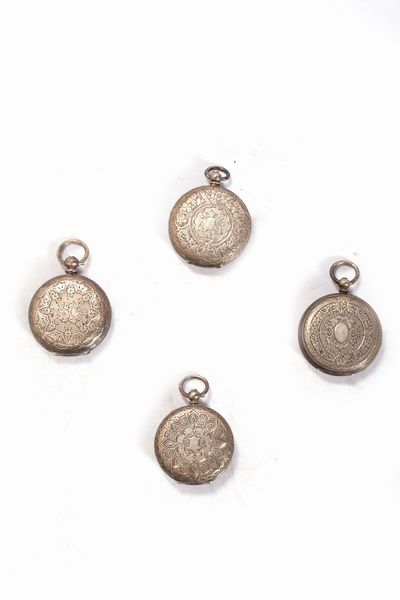 Lotto composto da quattro orologi da tasca in argento, secolo XIX  - Asta Incanti d'Arte - Associazione Nazionale - Case d'Asta italiane
