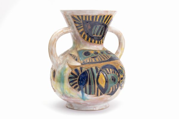 Vaso in ceramica policroma con motivi arcaizzanti  - Asta Incanti d'Arte - Associazione Nazionale - Case d'Asta italiane