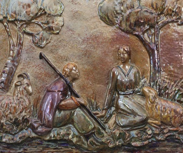 Formella in ceramica a lustro Gatti, Faenza, secolo XX  - Asta Incanti d'Arte - Associazione Nazionale - Case d'Asta italiane