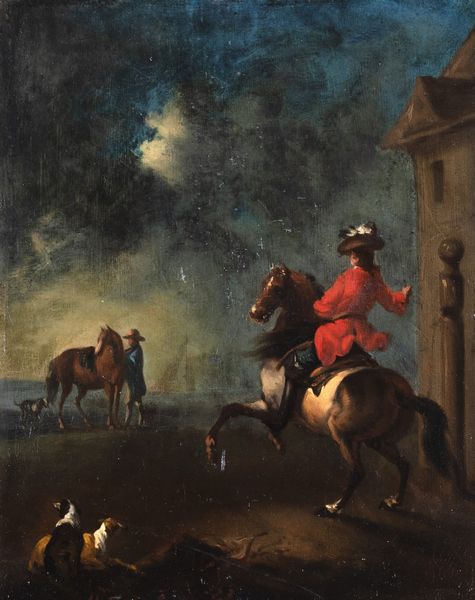 Scuola olandese, secolo XVII : Partenza per la caccia  - Asta Incanti d'Arte - Associazione Nazionale - Case d'Asta italiane
