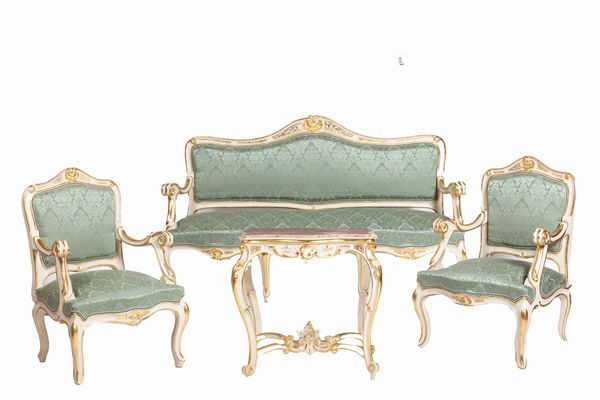 Salottino in legno laccato e dorato, secolo XIX-XX  - Asta Incanti d'Arte - Associazione Nazionale - Case d'Asta italiane