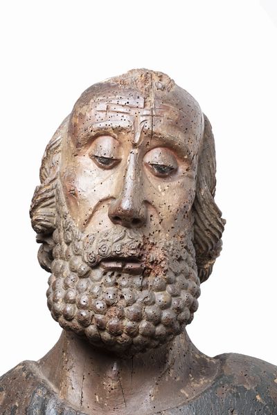 Scultura in legno policromo raffigurante santo, Italia settentrionale secolo XIV  - Asta Incanti d'Arte - Associazione Nazionale - Case d'Asta italiane