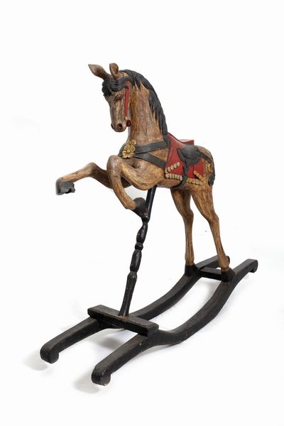 Cavallino a dondolo in legno laccato, secolo XX  - Asta Incanti d'Arte - Associazione Nazionale - Case d'Asta italiane