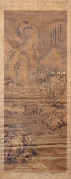 Dipinto su seta raffigurante paesaggio con saggi, Cina dinastia Qing  - Asta Incanti d'Arte - Associazione Nazionale - Case d'Asta italiane