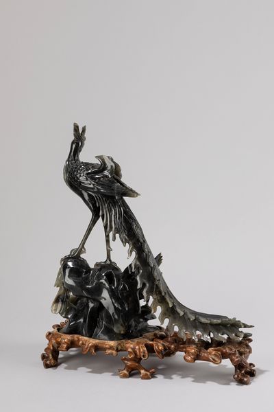 Tre sculture in pietra dura verde raffiguranti volatili, Cina secolo XX  - Asta Incanti d'Arte - Associazione Nazionale - Case d'Asta italiane
