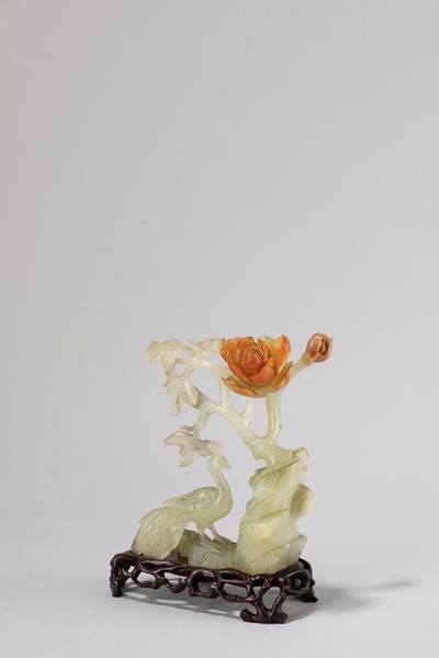 Tre sculture in pietra dura verde raffiguranti volatili, Cina secolo XX  - Asta Incanti d'Arte - Associazione Nazionale - Case d'Asta italiane