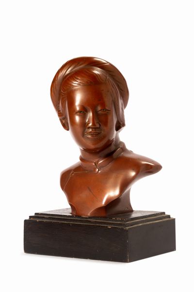 Scultura in bronzo raffigurante busto di donna, Indocina inizi secolo XX  - Asta Incanti d'Arte - Associazione Nazionale - Case d'Asta italiane