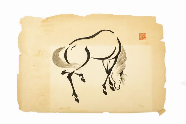 Disegno raffigurante cavallo, Cina secolo XX  - Asta Incanti d'Arte - Associazione Nazionale - Case d'Asta italiane