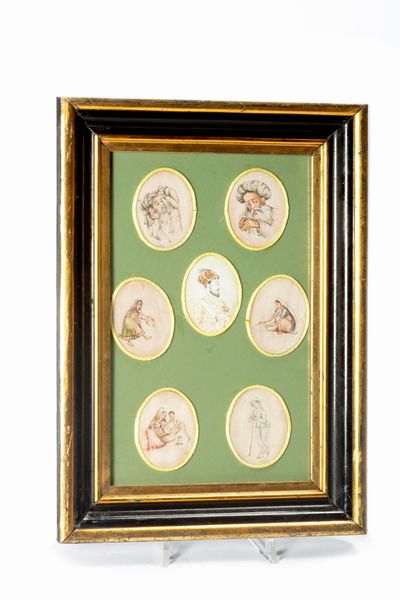 Sette miniature indo-persiane raffiguranti personaggi, fine secolo XIX - inizi secolo XX  - Asta Incanti d'Arte - Associazione Nazionale - Case d'Asta italiane