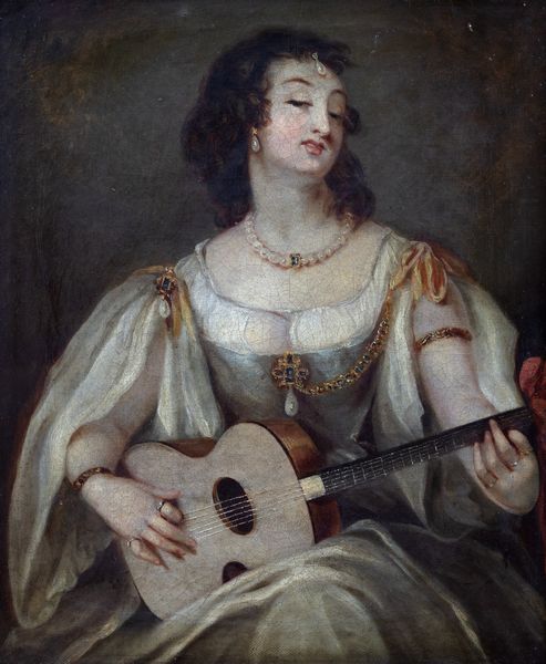 Scuola fiamminga, secolo XVIII : Giovane suonatrice di chitarra  - Asta Incanti d'Arte - Associazione Nazionale - Case d'Asta italiane