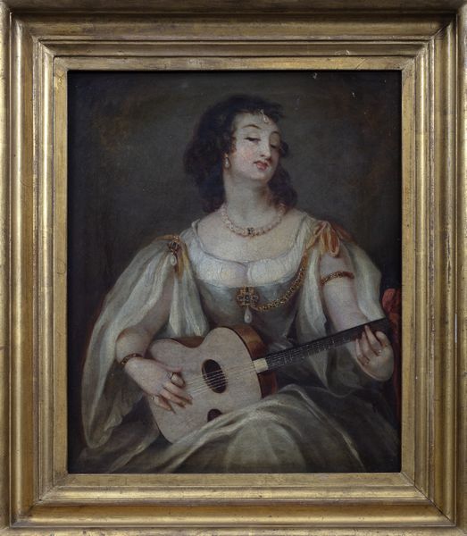 Scuola fiamminga, secolo XVIII : Giovane suonatrice di chitarra  - Asta Incanti d'Arte - Associazione Nazionale - Case d'Asta italiane