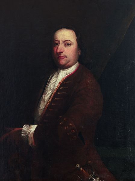 Scuola dell'Italia settentrionale, secolo XVIII : Ritratto di gentiluomo a tre quarti di figura, con spada e bastone da passeggio  - Asta Incanti d'Arte - Associazione Nazionale - Case d'Asta italiane