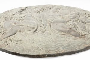 Grande placca ovale in bronzo con scena bacchica, fine secolo XIX - inizi secolo XX  - Asta Incanti d'Arte - Associazione Nazionale - Case d'Asta italiane