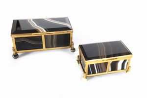 Due scatoline in agata e bronzo dorato, Francia secolo XIX  - Asta Incanti d'Arte - Associazione Nazionale - Case d'Asta italiane