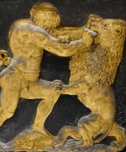 Scuola italiana, secolo XVII : Ercole che lotta con il leone di Nemea  - Asta Incanti d'Arte - Associazione Nazionale - Case d'Asta italiane