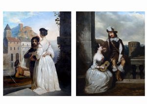 Scuola francese, secolo XIX - Due scene galanti