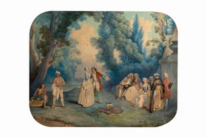 Carl Friedrich Naumann : Concerto en plein air; e Scena galante en plein air (en pendant)  - Asta Incanti d'Arte - Associazione Nazionale - Case d'Asta italiane