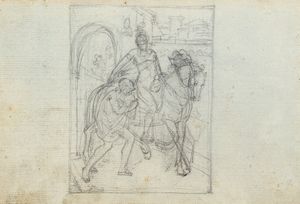 Scuola italiana, secolo XVIII - San Martino ed il povero