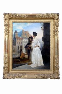 Scuola francese, secolo XIX : Due scene galanti  - Asta Incanti d'Arte - Associazione Nazionale - Case d'Asta italiane