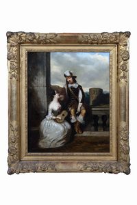 Scuola francese, secolo XIX : Due scene galanti  - Asta Incanti d'Arte - Associazione Nazionale - Case d'Asta italiane