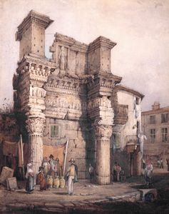 Scuola italiana, secolo XIX - Veduta del Foro di Nerva a Roma