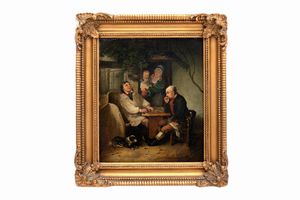 Scuola nord europea, secolo XIX, nei modi di David Teniers il Giovane - I giocatori di dama
