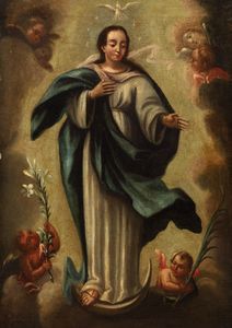 Scuola italiana, secolo XVIII : Immacolata Concezione  - Asta Incanti d'Arte - Associazione Nazionale - Case d'Asta italiane