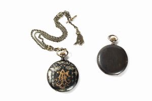 Lotto composto da due orologi da tasca in argento niellato, inizi secolo XX  - Asta Incanti d'Arte - Associazione Nazionale - Case d'Asta italiane