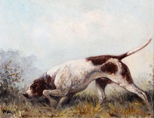 Emile Bujon (attivo nel 1874 - 1904) - Cane da ferma